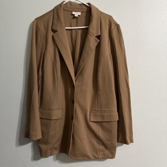 J Jill Ponte Blazer Women Size XL Stretch Blazer Jacket Tan 3 Button - Picture 1 of 4